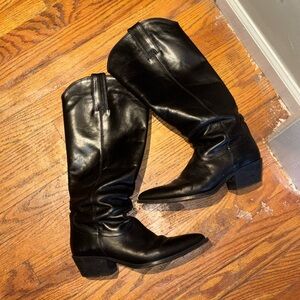 Black Leather Cowboy Boots